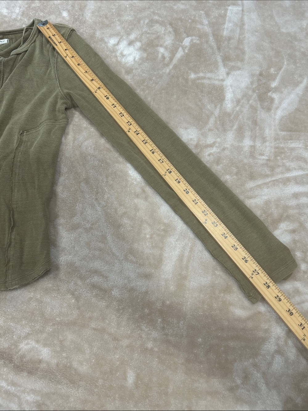 Free People Mareea Henley Top Womens M Olive Thermal Ribbed Boho heritage earthy - Picture 7 of 12